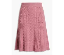 Cable-knit wool skirt - Pink