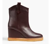 Cristina leather wedge ankle boots - Burgundy