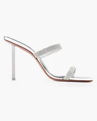 Amina Muaddi Rih crystal-embellished mirrored-leather sandals - Metallic Metallic