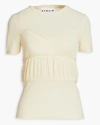 ROTATE Birger Christensen Gathered ribbed jersey top - White White