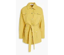 Luci belted cotton and linen-blend canvas jacket - Yellow