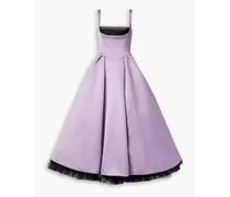 Tulle-trimmed mikado maxi dress - Purple