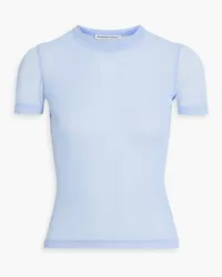 Alexander Wang Crystal-embellished stretch-tulle top - Blue Blue