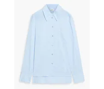Striped cotton and silk-blend jacquard shirt - Blue