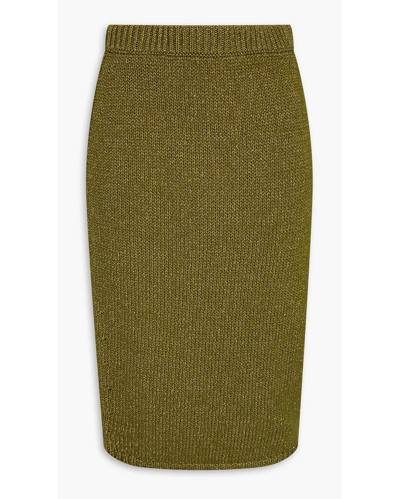 Metallic cotton-blend skirt - Green