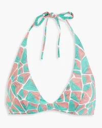 Emilio Pucci Printed halterneck bikini top - Green Green