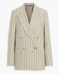 Acne Studios Double-breasted striped wool and cotton-blend tweed blazer - Gray Gray