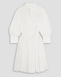 See by Chloé Broderie anglaise-trimmed cotton-jacquard mini dress - White White