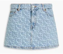 Printed denim mini skirt - Blue