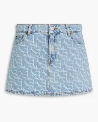 ba&sh Printed denim mini skirt - Blue Blue