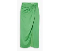 Eryn draped hammered-satin midi skirt - Green