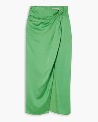 Anna Quan Eryn draped hammered-satin midi skirt - Green Green