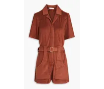 The Sienna belted modal-blend terry playsuit - Brown