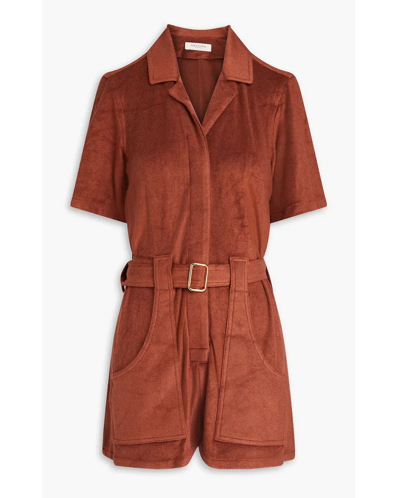 Giuliva Heritage Collection Sienna belted modal-blend terry playsuit - Brown Brown