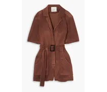 The Sienna belted modal-blend terry playsuit - Brown
