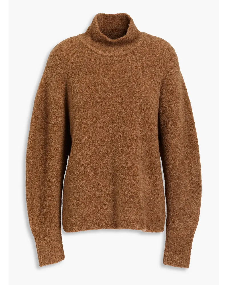 Theory Cozy wool-blend bouclé-knit turtleneck sweater - Brown Brown