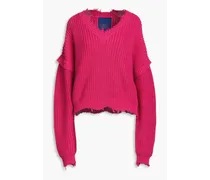 Deox distressed ribbed cotton sweater - Pink