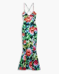 Norma Kamali Floral-print stretch-jersey slip dress - Green Green