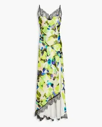 NICHOLAS Sage lace-trimmed printed satin maxi dress - Green Green