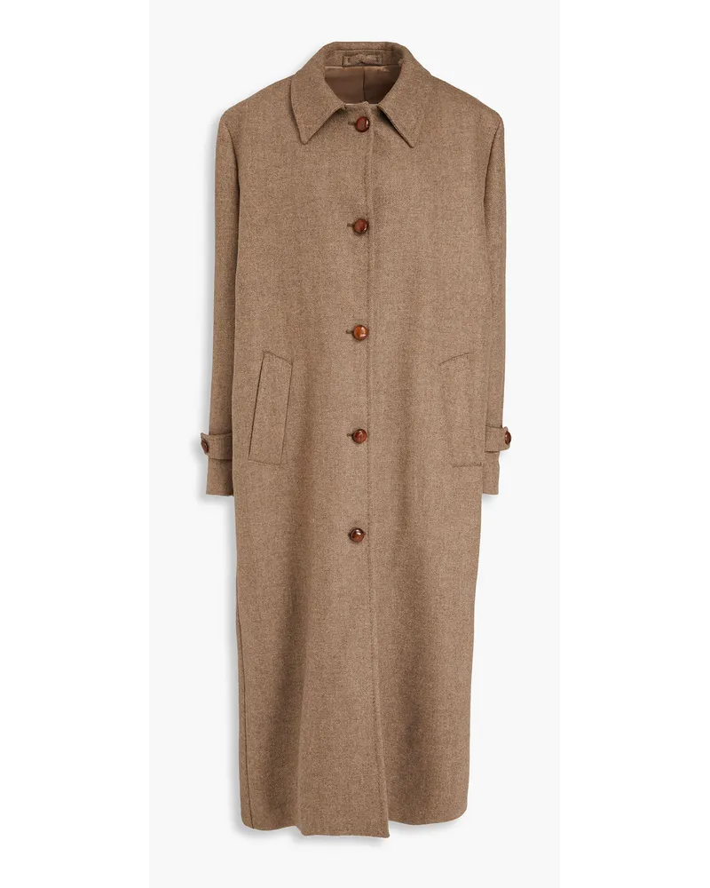 Giuliva Heritage Collection Maria herringbone wool and cashmere-blend coat - Brown Brown