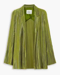 GALVAN Nuage metallic plissé-crepe blazer - Green Green