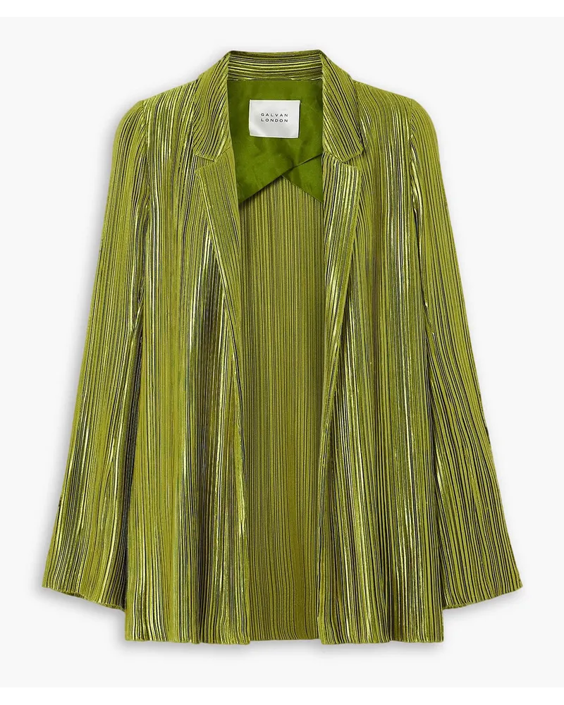 GALVAN Nuage metallic plissé-crepe blazer - Green Green