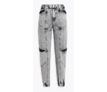 Tatum acid-wash mid-rise tapered jeans - Gray
