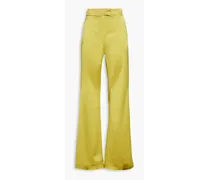 Silk-charmeuse wide-leg pants - Yellow