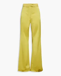 GALVAN Silk-charmeuse wide-leg pants - Yellow Yellow