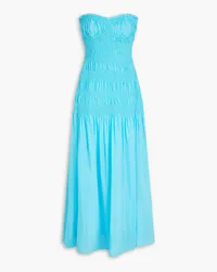 NICHOLAS Kalli strapless cotton and silk-blend voile maxi dress - Blue Blue