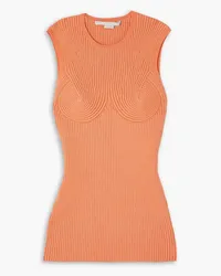 Stella McCartney Ribbed cotton-blend top - Orange Orange