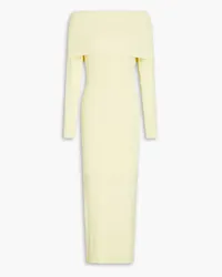 Autumn Cashmere Off-the-shoulder ribbed-knit midi dress - Yellow Yellow