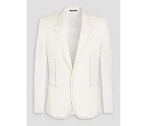 Wool-blend twill blazer - White