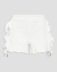 RED Valentino Lace-up ruffle-trimmed cotton-blend shorts - White White