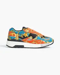 Versace Printed cotton-twill sneakers - Blue Blue