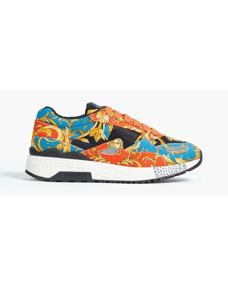 Versace Printed cotton-twill sneakers - Blue Blue