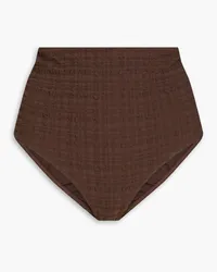 Form and Fold The Rise seersucker high-rise bikini briefs - Brown Brown