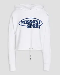 Missoni Cropped embroidered French cotton-terry hoodie - White White