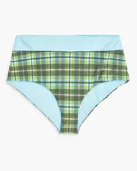 Marysia Garden checked high-rise bikini briefs - Blue Blue