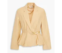 Talie cotton, linen and silk-blend blazer - Neutral