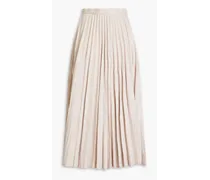 Siddons pleated linen-blend twill midi skirt - Pink