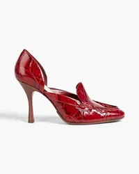 TOD'S Croc-effect leather pumps - Burgundy Burgundy