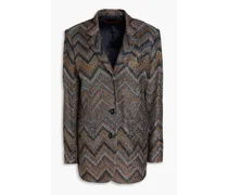 Marled crochet-knit blazer - Brown