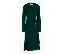 Buckle-detailed wool midi dress - Green