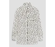 Pussy-bow polka-dot silk crepe de chine blouse - White