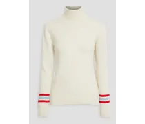 Striped wool and cashmere-blend turtleneck sweater - White
