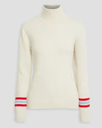 Chinti & Parker Striped wool and cashmere-blend turtleneck sweater - White White