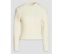 Mosaique cable-knit wool-blend turtleneck sweater - White
