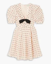 Alessandra Rich Embellished ruffled polka-dot silk mini dress - Pink Pink