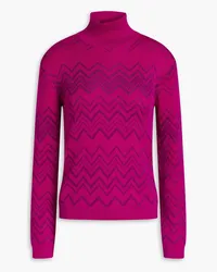 Missoni Crochet-knit wool-blend turtleneck sweater - Purple Purple